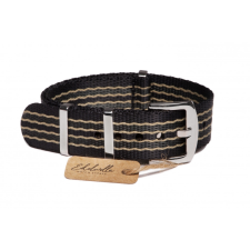 Edelwolle prémium Nato óraszíj, fekete/bézs/szürke, 22mm óraszíj