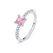 EdenBoutique Crystal Pink Square ezüst gyűrű 7 gyűrű