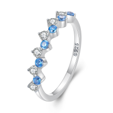EdenBoutique Ezüst gyűrű kék és fehér kerek kristályok 8 gyűrű