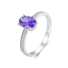EdenBoutique Ezüst gyűrű ovális lila drágakő 6 gyűrű