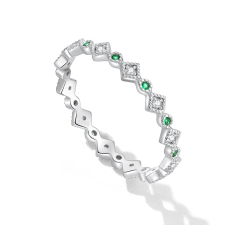 EdenBoutique Kisméretű Green Rhombes ezüst gyűrű 8 gyűrű