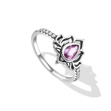 EdenBoutique Szeges Pink Lotus 6 ezüst gyűrű gyűrű