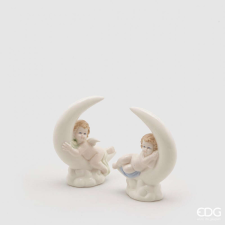 EDG S.R.L Holdon ülő angyal porcelán fehér 10cm/db karácsonyi dekoráció