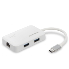 Edimax EU-4308 USB-C -> USB 3.0 HUB (3 port + 1 db RJ45 port) Fehér (EU-4308) hub és switch