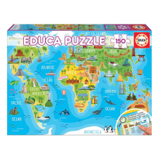 Educa Műemlékek világtérkép puzzle, 150 darabos puzzle, kirakós