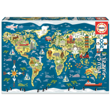 Educa világ térképe puzzle gyerekeknek, 200 darabos puzzle, kirakós