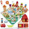  Edukációs fa építőkockák város puzzle 120 darabos