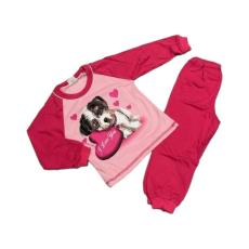 EEVI 2 Részes Pamut Pizsama - Világos Rózsaszín/Sötét Rózsaszín Kutyás 92