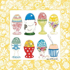  Eggs In Cup Yellow papírszalvéta 33x33cm,20db-os asztalterítő és szalvéta