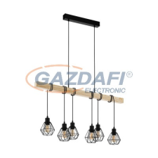 EGLO 43133 függeszték E27 6x60W fekete/tölgy Townshend5 világítás