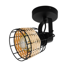 EGLO ANWICK1 FALI LÁMPA SPOT E27 1X40W FEKETE/RATTAN világítás