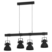 EGLO Függeszték 4xE27 fekete/fa Shirebrook világítás