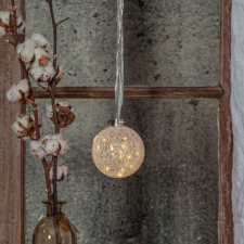 EGLO Magyarország Kft. Hópelyhes üveggömb LED fényfüzérrel-elem nélkül (Glow snow) karácsonyi dekoráció