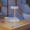 EGLO Magyarország Kft. Kültéri napelemes asztali LED lámpa, szabályozható, fehér, 31 cm, érintőkapcsolós, USB aljzattal - Simeri Eglo 75877, 250 lm, 3000-6000 K, állítható színhőmérséklet és fényerősség, 3 W, 5 V, IP44