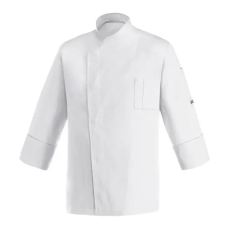 egochef Szakácskabát - fehér, hosszú ujjú, rejtett patentos, karcsúsított