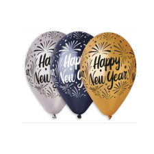 egyéb Happy New Year feliratos 3 különböző színű lufi csomag (10 darabos) party kellék