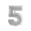 egyéb Héliumos fólia lufi, 5-ös szám, 65 cm, ezüst