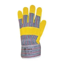 egyéb Kesztyű marhahasíték tenyérbéléssel sárga csíkos 204_10_méret védőkesztyű