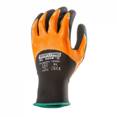 egyéb Kesztyű nitril duplán mártott poliészter csúszásbiztos fekete/narancs 7