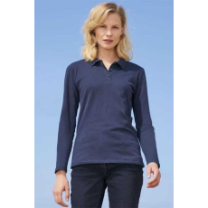 egyéb Póló Sols női hosszú ujjú galléros testhez álló női (100%pamut 180g/m2) black, L