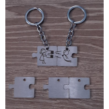 Egyedi acél kulcstartó, puzzle kulcstartó