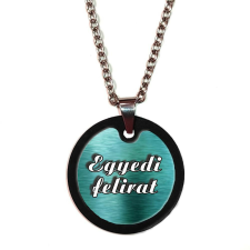 Egyedi feliratos testreszabható nagy medál (3 cm) nyaklánccal – zöld szín nyaklánc