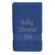  Egyedi hímzett törölköző – Boldog Névnapot!/Királykék lakástextília