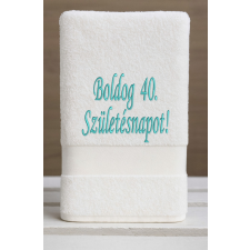  Egyedi hímzett törölköző – Boldog Születésnapot!/Fehér türkiz lakástextília