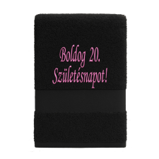  Egyedi hímzett törölköző – Boldog Születésnapot!/Fekete pink lakástextília
