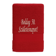  Egyedi hímzett törölköző – Boldog Születésnapot!/Piros lakástextília
