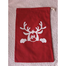Egyedi mintájú 100% pamut Mikulás zsák, Télapó zsák 30x45 cm (piros) ajándéktasak