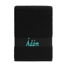  Egyedi névvel hímzett törölköző/Fekete türkiz lakástextília