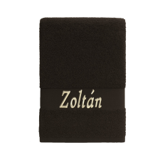  Egyedi névvel hímzett törölköző/Sötétbarna lakástextília