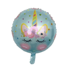 Egyszarvú fólialufi születésnapi lufi, 45 cm, kék party kellék