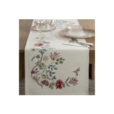 Egzotikus virágmintás gobelin asztali futó zsenília fonalból Natúr 45x140 cm party kellék