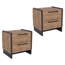  Éjjeliszekrény, 2 db-os szett, wotan tölgy/fekete, AMONI 2S bútor