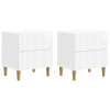  Éjjeliszekrény fiókkal 2 pcs Magasfényű Fehér 43 x 34,5 x 48 cm