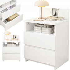 ÉJJELISZEKRÉNY HÁLÓSZOBA KOMÓD 2 FIÓKOS FEHÉR LOFT MODERN bútor