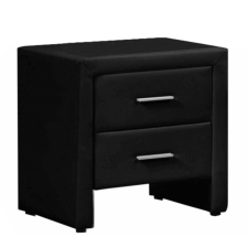  Éjjeliszekrény, ökobőr, fekete, CASTEL bútor