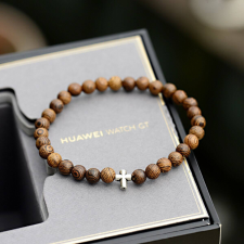 Ékszerek Elitparfüm férfi barna karkötő kereszt medállal karkötő