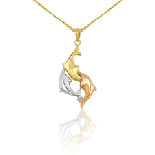 Ékszerkirály 14k arany medál, delfinek, háromszínű medál