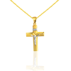 Ékszerkirály 14k arany medál, kereszt, fehérarany berakással és jézus motívummal