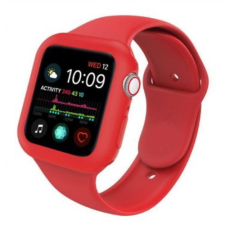 Ékszerkirály Apple watch óraszíj tokkal, szilikon, 40 mm, S, M, piros okosóra kellék