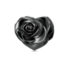 Ékszerkirály Ezüst charm, fekete rózsa egyéb ékszer