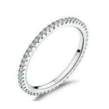 Ékszerkirály Ezüst gyűrű, körben kristálykövekkel díszítve, 9-es méret (Pandora stílus) gyűrű