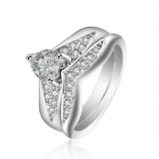 Ékszerkirály Ezüst gyűrű kristállyal, fehér szív, 5-ös méret gyűrű