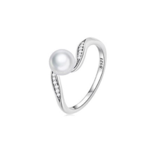 Ékszerkirály Ezüst női gyűrű, szív alakú, gyönggyel, 6-os méret gyűrű