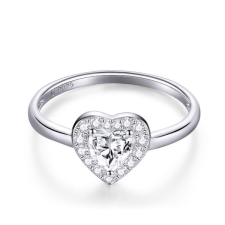 Ékszerkirály Ezüstgyűrű, kristályos szív, 6-os méret gyűrű