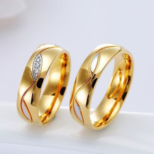 Ékszerkirály Férfi karikagyűrű geometrikus mintával, nemesacélból, arany, 12-es méret gyűrű