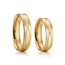 Ékszerkirály Férfi karikagyűrű hullámmintával, titánacél, aranyszínű, 11-es méret gyűrű